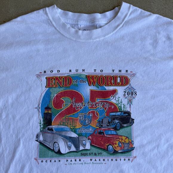 Vintage Washington Ocean Park Hot Rod 2008 Car Show ONP White Shirt Size 2XL - Picture 2 of 5